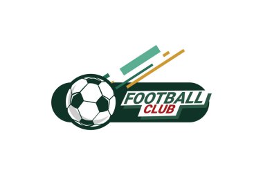 Futbol Logosu ya da futbol kulübü rozeti. Kalkan arka plan vektör tasarımlı futbol logosu. Vektör illüstrasyonu. 