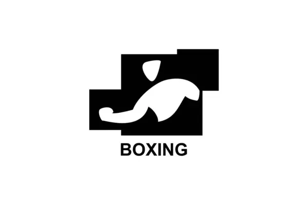 Boxen Sport Vektor Line Symbol Sportler Praktiziere Boxhaltung Sport Piktogramm — Stockvektor