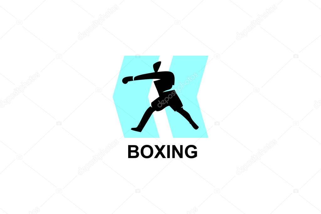 Boxing sport vector line icon. sportsman, practice boxing stance. sport pictogram illustration.