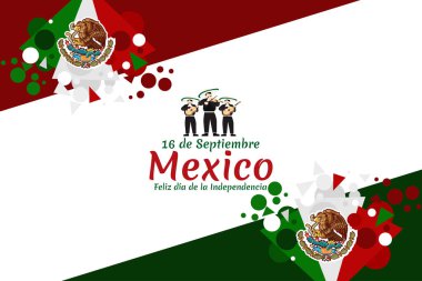 Çeviri: 16 Eylül, Meksika 'nın Bağımsızlık Günü. Mexico Vector illüstrasyonunun ulusal bayramı. Tebrik kartı, poster ve afiş için uygun.