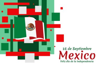Çeviri: 16 Eylül, Meksika 'nın Bağımsızlık Günü. Mexico Vector illüstrasyonunun ulusal bayramı. Tebrik kartı, poster ve afiş için uygun.