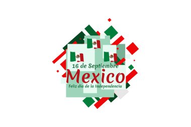 Çeviri: 16 Eylül, Meksika 'nın Bağımsızlık Günü. Mexico Vector illüstrasyonunun ulusal bayramı. Tebrik kartı, poster ve afiş için uygun.