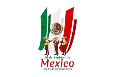 Çeviri: 16 Eylül, Meksika 'nın Bağımsızlık Günü. Mexico Vector illüstrasyonunun ulusal bayramı. Tebrik kartı, poster ve afiş için uygun.