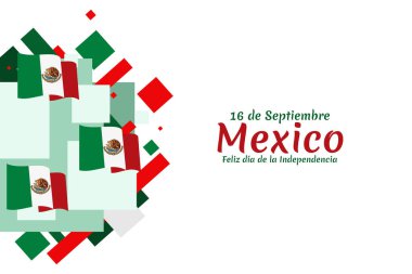 Çeviri: 16 Eylül, Meksika 'nın Bağımsızlık Günü. Mexico Vector illüstrasyonunun ulusal bayramı. Tebrik kartı, poster ve afiş için uygun.