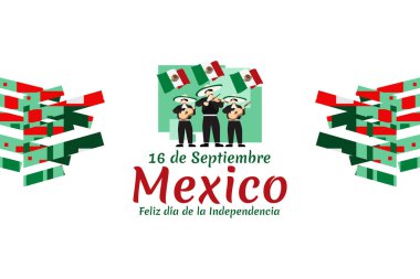 Çeviri: 16 Eylül, Meksika 'nın Bağımsızlık Günü. Mexico Vector illüstrasyonunun ulusal bayramı. Tebrik kartı, poster ve afiş için uygun.