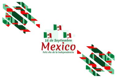 Çeviri: 16 Eylül, Meksika 'nın Bağımsızlık Günü. Mexico Vector illüstrasyonunun ulusal bayramı. Tebrik kartı, poster ve afiş için uygun.
