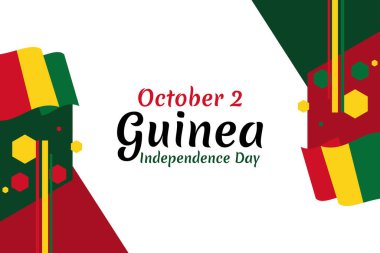 2 Ekim, Gine vektör illüstrasyonunun bağımsızlık günü. Tebrik kartı, poster ve afiş için uygun.