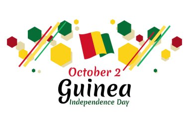 2 Ekim, Gine vektör illüstrasyonunun bağımsızlık günü. Tebrik kartı, poster ve afiş için uygun.