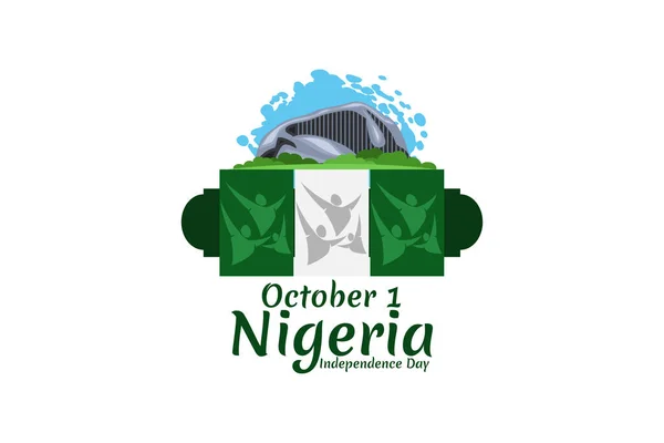 stock vector October 1, Nigeria Independence Day vector illustration. Suitable for greeting card, poster and banner.