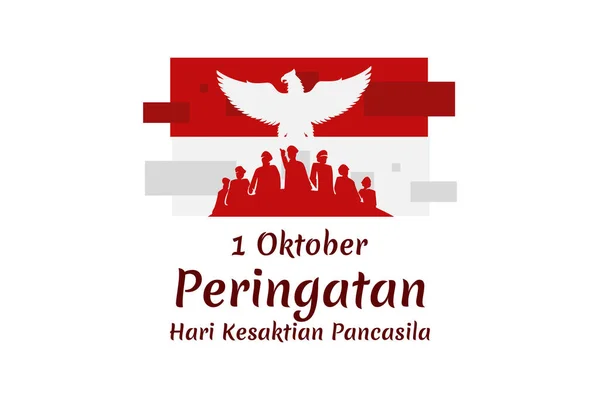 Tłumaczenie Października Obchody Dnia Świętości Pancasila Hari Kesaktian Pancasila Wektor — Wektor stockowy