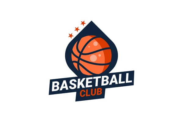 Badge Club Basket Logo Basket Ball Avec Design Vectoriel Fond — Image vectorielle