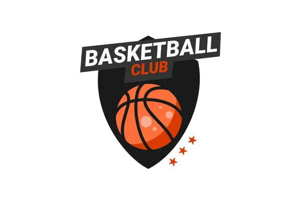 Badge Club Basket Logo Basket Ball Avec Design Vectoriel Fond — Image vectorielle
