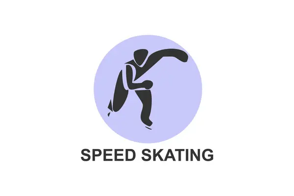 Ikon Garis Vektor Skating Kecepatan Skate Atas Berlatih Skating Kecepatan Stok Vektor
