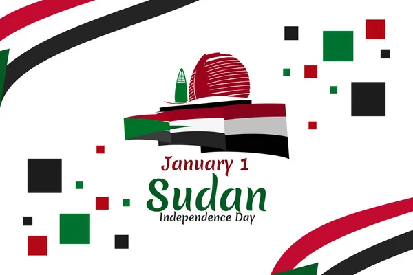 Ocak Sudan Bağımsızlık Günü Vektör Llüstrasyonu Tebrik Kartı Poster Afiş Vektör Grafikler