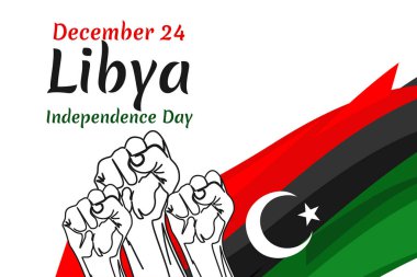 24 Aralık, Libya Bağımsızlık Günü vektör illüstrasyonu. Tebrik kartı, poster ve afiş için uygun. 