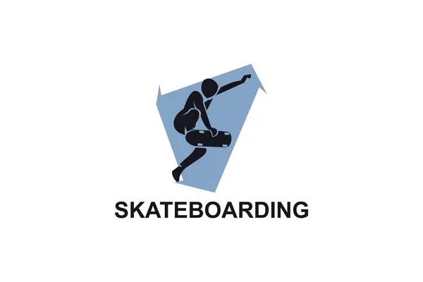 Icône Ligne Vectorielle Skateboard Jouer Skateboard Illustration Pictogramme Sport Extrême — Image vectorielle
