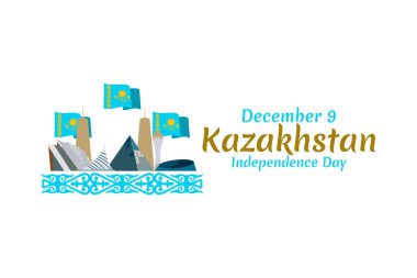 16 Aralık, Kazakistan vektör illüstrasyonunun bağımsızlık günü. Tebrik kartı, poster ve afiş için uygun.