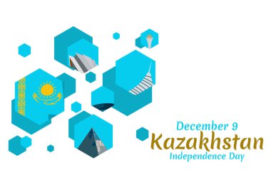16 Aralık, Kazakistan vektör illüstrasyonunun bağımsızlık günü. Tebrik kartı, poster ve afiş için uygun.