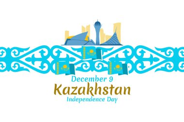 16 Aralık, Kazakistan vektör illüstrasyonunun bağımsızlık günü. Tebrik kartı, poster ve afiş için uygun.