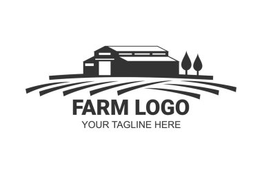 Farm House logo isolated on white background. Black emblem with farmhouse for natural farm products. Vector illustration. clipart