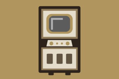 Tv Simgesi. Arka planda izole edilmiş modaya uygun eski televizyon simgesi. Basit televizyon ikonu Vektör illüstrasyonu, EPS10. - Vektör