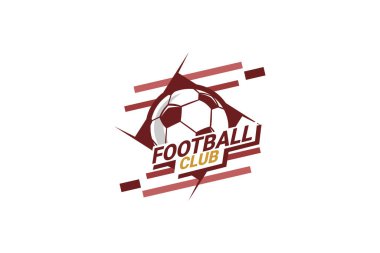 Futbol Logosu ya da futbol kulübü rozeti. Kalkan arka plan vektör tasarımlı futbol logosu. Vektör illüstrasyonu. 