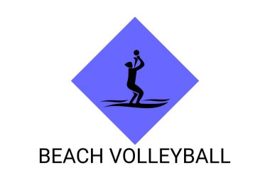 Plaj voleybol sporu vektör çizgisi ikonu. Plaj voleybolu oynayan bir atlet. spor pictogram, vektör illüstrasyonu.