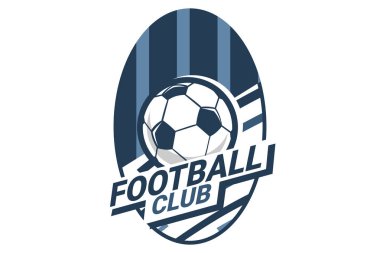 Futbol Logosu ya da futbol kulübü rozeti. Kalkan arka plan vektör tasarımlı futbol logosu. Vektör illüstrasyonu. 
