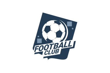 Futbol Logosu ya da futbol kulübü rozeti. Kalkan arka plan vektör tasarımlı futbol logosu. Vektör illüstrasyonu. 