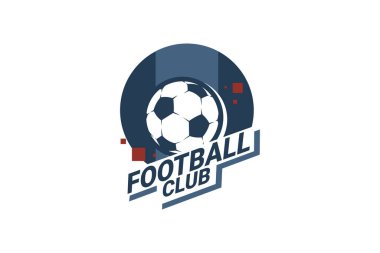 Futbol Logosu ya da futbol kulübü rozeti. Kalkan arka plan vektör tasarımlı futbol logosu. Vektör illüstrasyonu. 