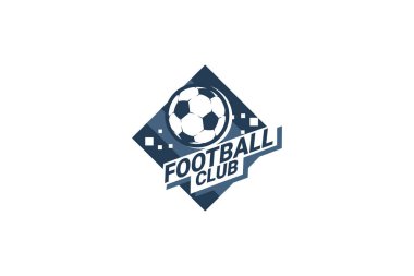 Futbol Logosu ya da futbol kulübü rozeti. Kalkan arka plan vektör tasarımlı futbol logosu. Vektör illüstrasyonu. 