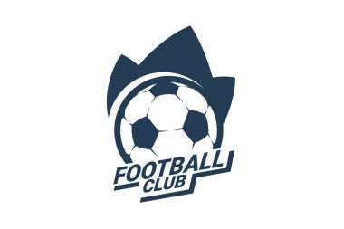 Futbol Logosu ya da futbol kulübü rozeti. Kalkan arka plan vektör tasarımlı futbol logosu. Vektör illüstrasyonu. 