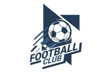 Futbol Logosu ya da futbol kulübü rozeti. Kalkan arka plan vektör tasarımlı futbol logosu. Vektör illüstrasyonu. 