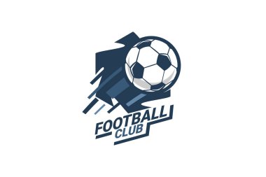 Futbol Logosu ya da futbol kulübü rozeti. Kalkan arka plan vektör tasarımlı futbol logosu. Vektör illüstrasyonu. 