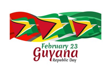 23 Şubat, Guyana Cumhuriyet Günü vektör illüstrasyonu. Tebrik kartı, poster ve afiş için uygun.