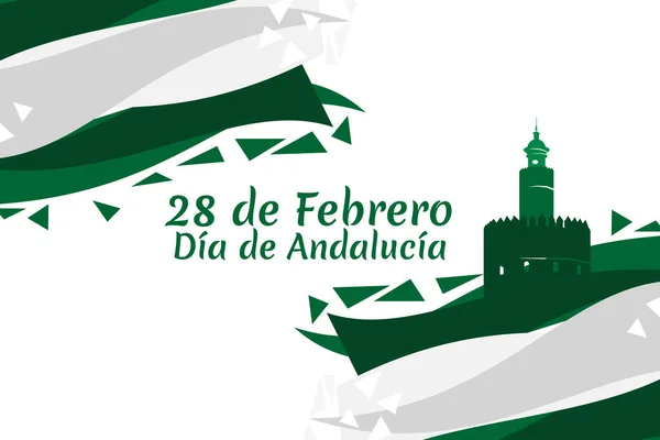 Tradução Fevereiro Andaluzia Day Vector Illustration Adequado Para Cartão Saudação Vetor De Stock