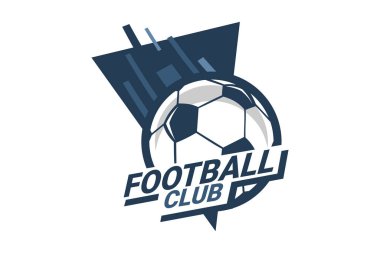 Futbol Logosu ya da futbol kulübü rozeti. Kalkan arka plan vektör tasarımlı futbol logosu. Vektör illüstrasyonu. 