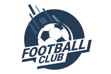 Futbol Logosu ya da futbol kulübü rozeti. Kalkan arka plan vektör tasarımlı futbol logosu. Vektör illüstrasyonu. 