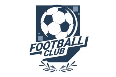 Futbol Logosu ya da futbol kulübü rozeti. Kalkan arka plan vektör tasarımlı futbol logosu. Vektör illüstrasyonu. 