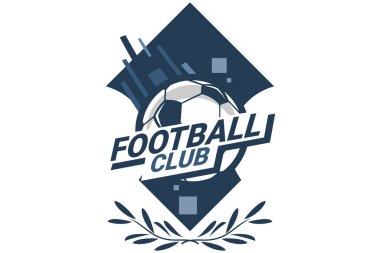 Futbol Logosu ya da futbol kulübü rozeti. Kalkan arka plan vektör tasarımlı futbol logosu. Vektör illüstrasyonu. 