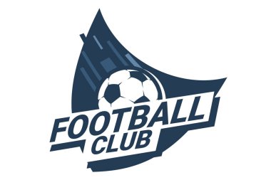 Futbol Logosu ya da futbol kulübü rozeti. Kalkan arka plan vektör tasarımlı futbol logosu. Vektör illüstrasyonu. 
