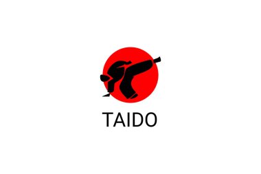 Taido (vücut şekli) spor vektör çizgisi simgesi. Sporcu, dövüş duruşu. spor resimleme.