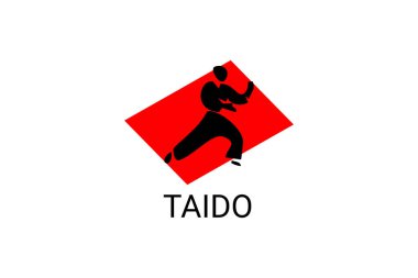 Taido (vücut şekli) spor vektör çizgisi simgesi. Sporcu, dövüş duruşu. spor resimleme.