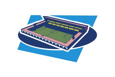 Basit futbol stadyumu ikonu, spor ikonu, düz, futbol stadyumu ikonu. vektör illüstrasyonu.