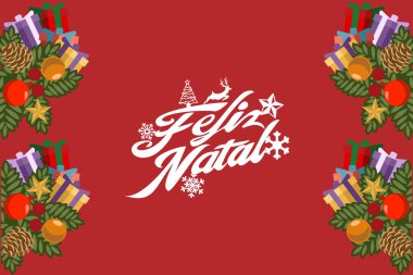 Çevirisi: Mutlu Noeller. Feliz Natal vektör metni Kaligrafik Harf Tasarım Kartı şablonu. Tebrik kartı, poster ve afiş için uygun.