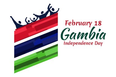 18 Şubat, Gambiya 'nın Bağımsızlık Günü. Tebrik kartı, poster ve afiş için uygun