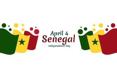 4 Nisan, Senegal 'in Bağımsızlık Günü. Bağımsızlık Günü vektör illüstrasyonunuz kutlu olsun. Tebrik kartı, poster ve afiş için uygun.