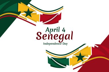 4 Nisan, Senegal 'in Bağımsızlık Günü. Bağımsızlık Günü vektör illüstrasyonunuz kutlu olsun. Tebrik kartı, poster ve afiş için uygun.