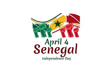 4 Nisan, Senegal 'in Bağımsızlık Günü. Bağımsızlık Günü vektör illüstrasyonunuz kutlu olsun. Tebrik kartı, poster ve afiş için uygun.
