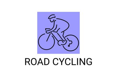 Yol bisikleti sporu vektör çizgisi simgesi. Road Cycling 'in motorlu sporcusu. İmzala. spor resimleme